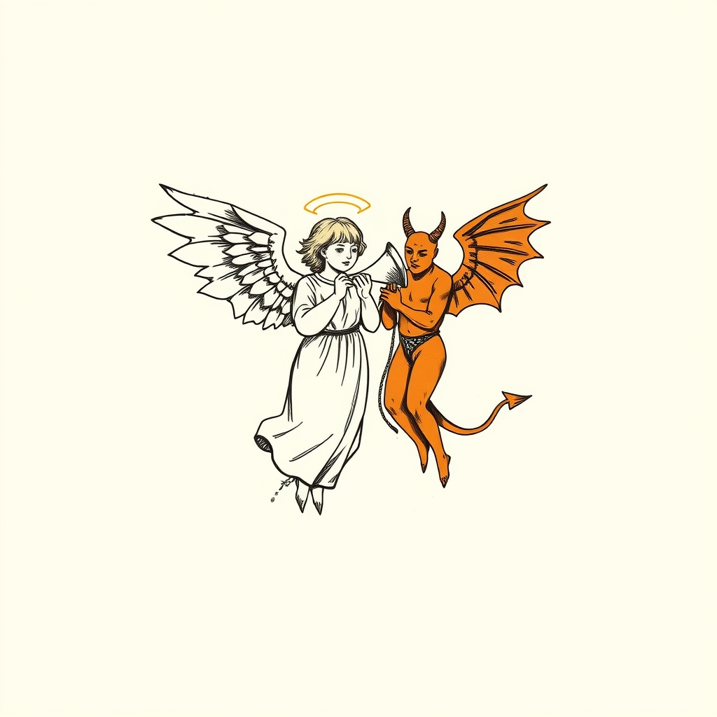 ángel y demonio con fuelle