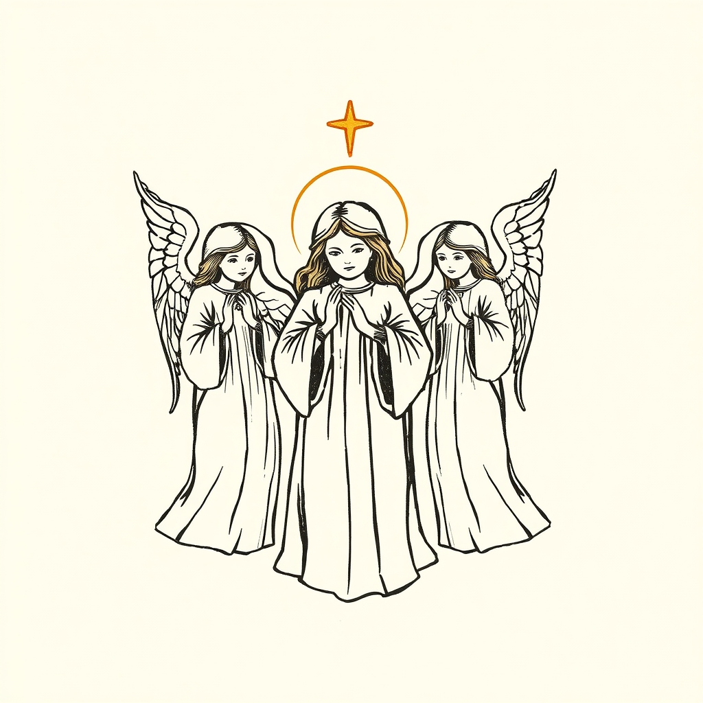 anges assistant à la messe