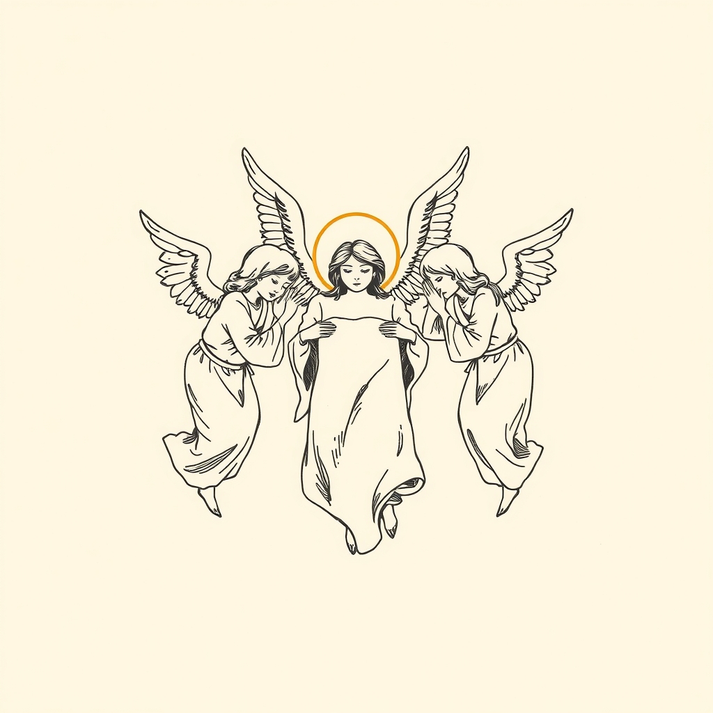 anges entourant son cadavre