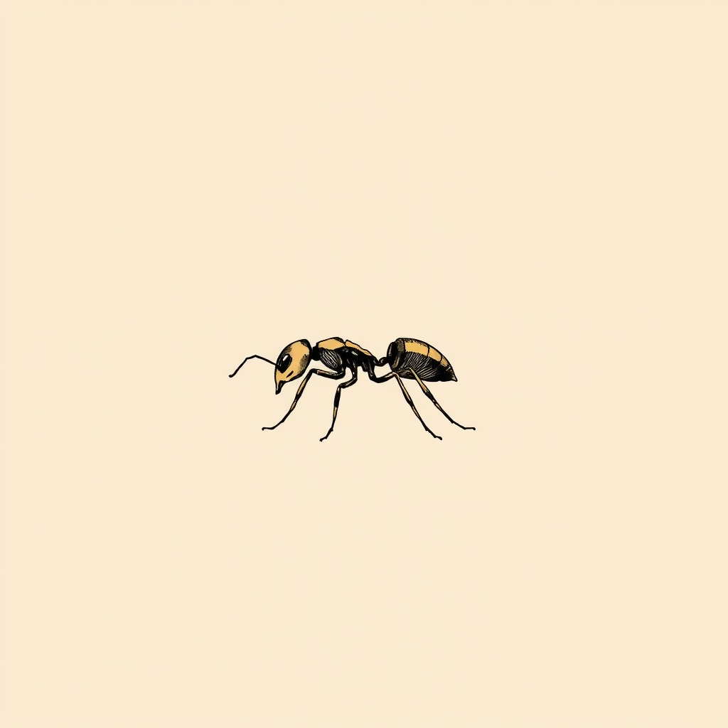 fourmis à ses pieds