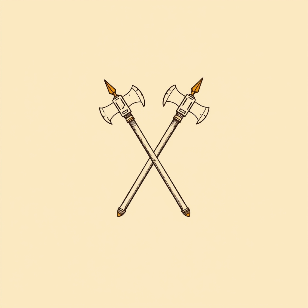 axes and spears (instruments of martyrdom)