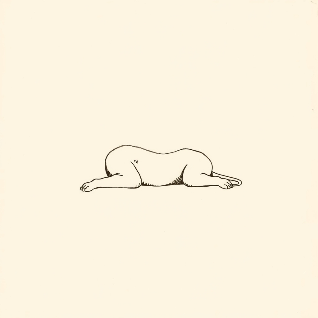 pieds nus sur un lion couché