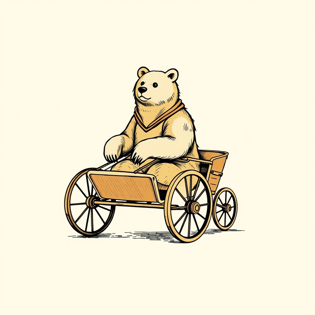 oso enganchado a un carro