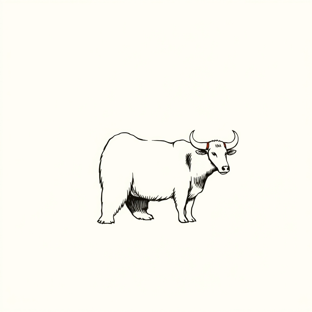 ours attelé à un bœuf
