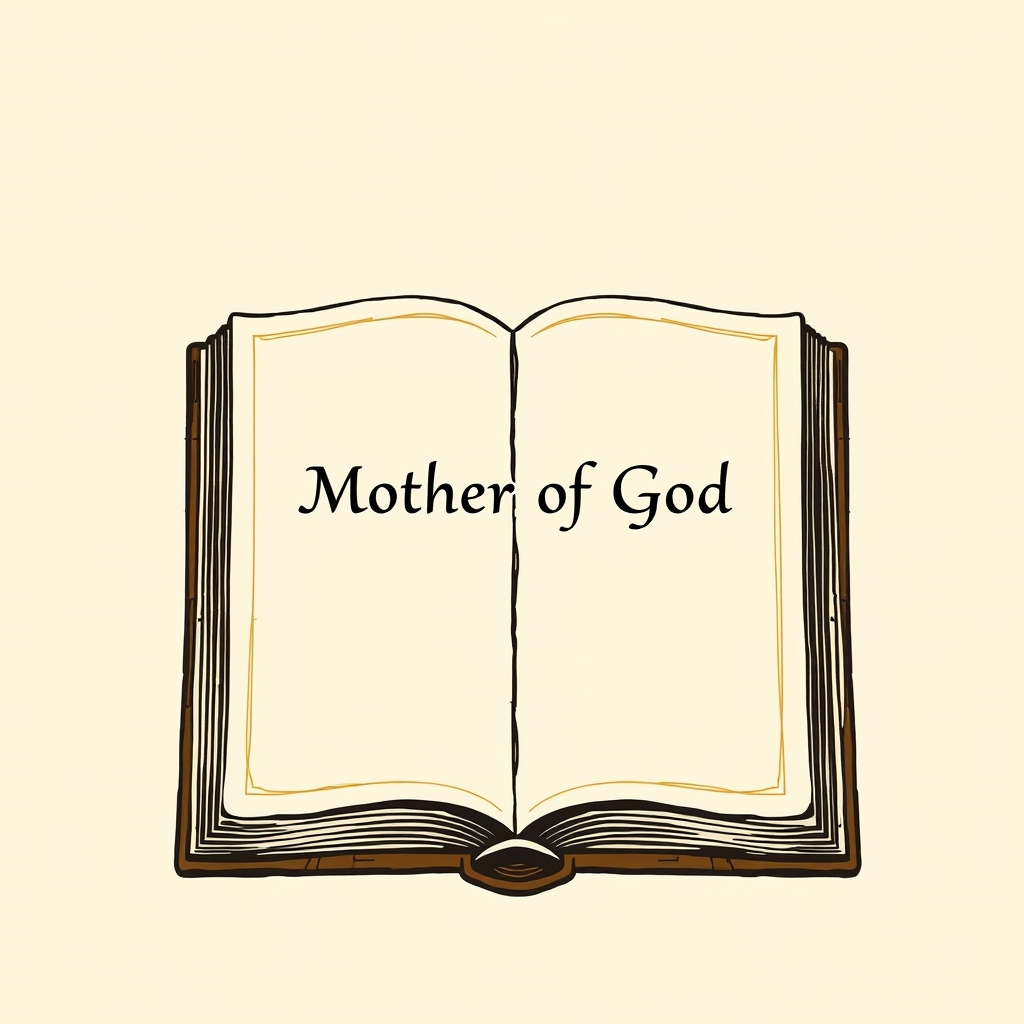 livre avec inscription 'Mère de Dieu'