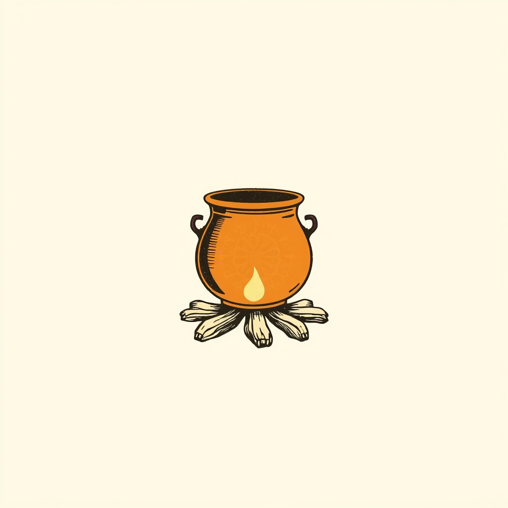 caldero sobre el fuego