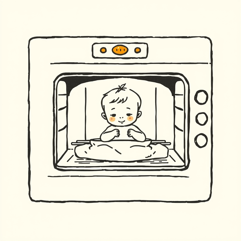 child in an oven