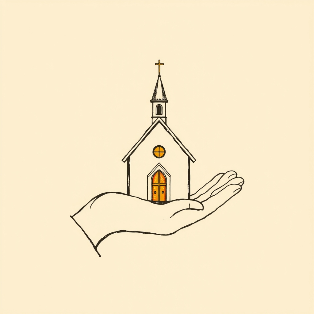 église soutenue à la main