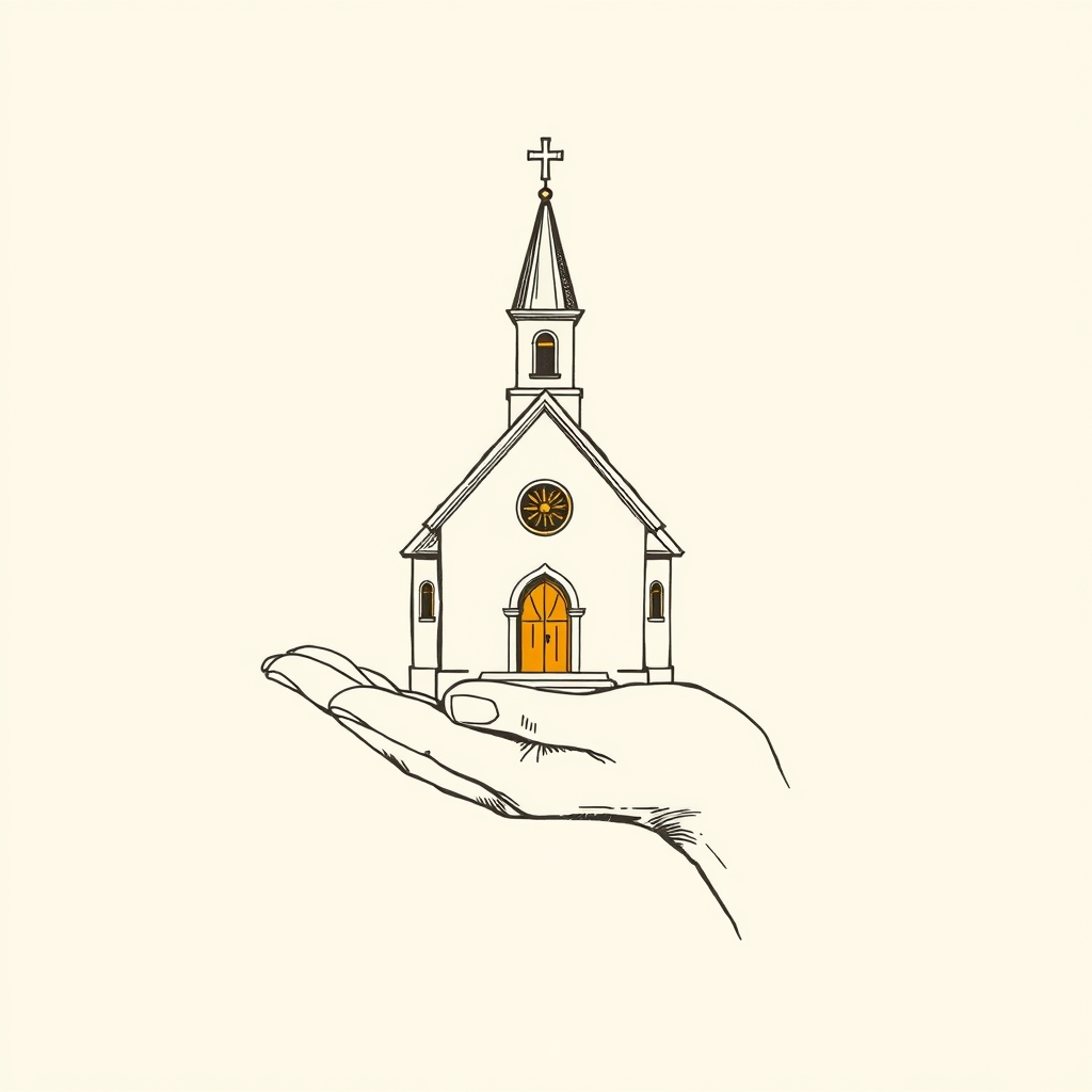 iglesia sostenida en la mano