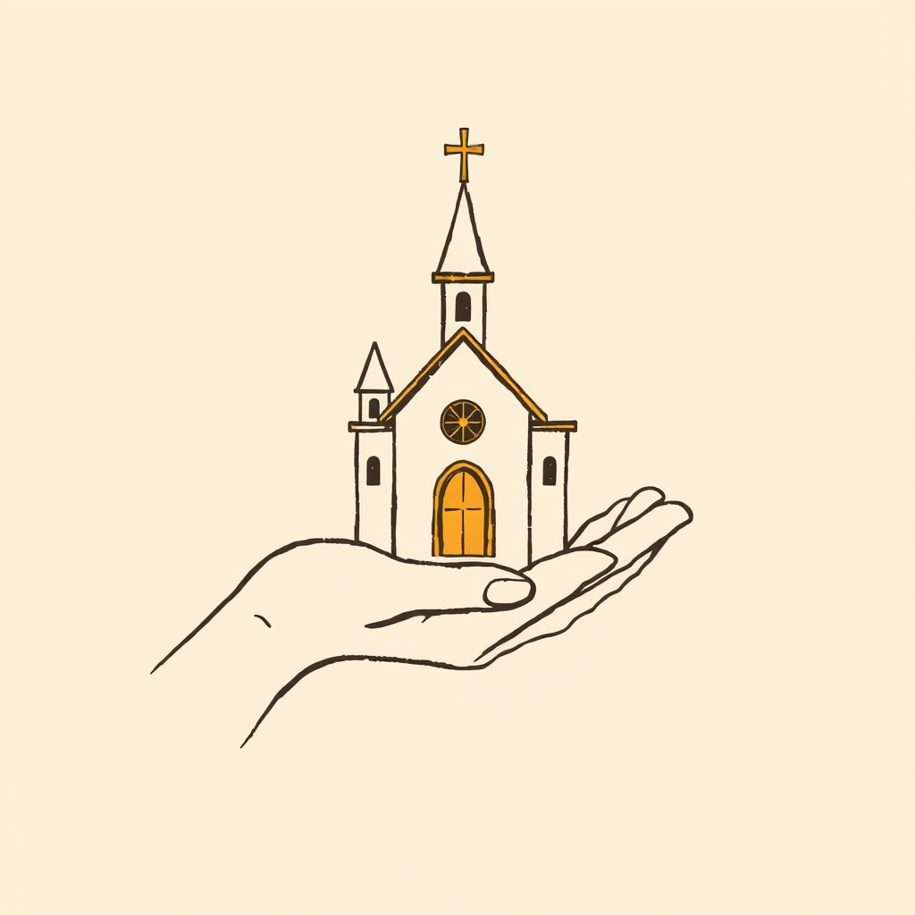 église sur sa main