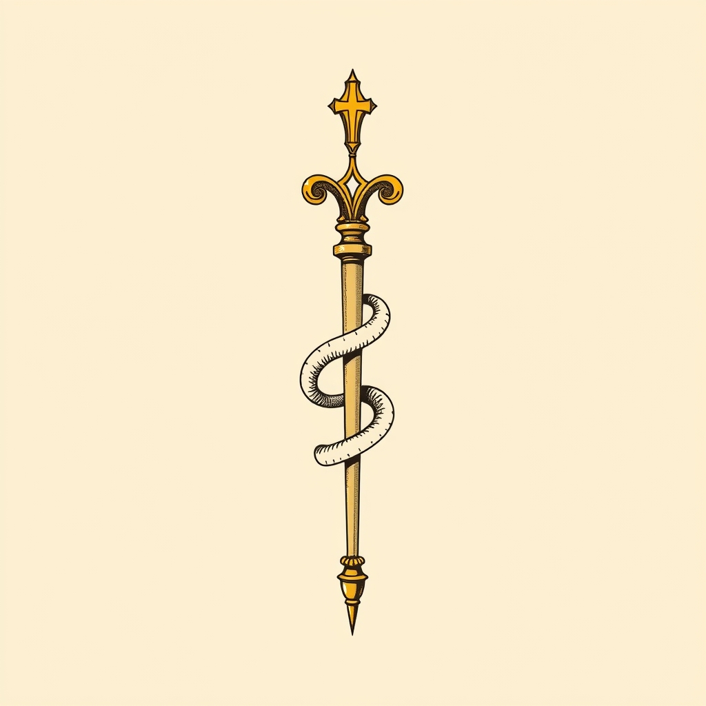 crosse avec serpent enroulé
