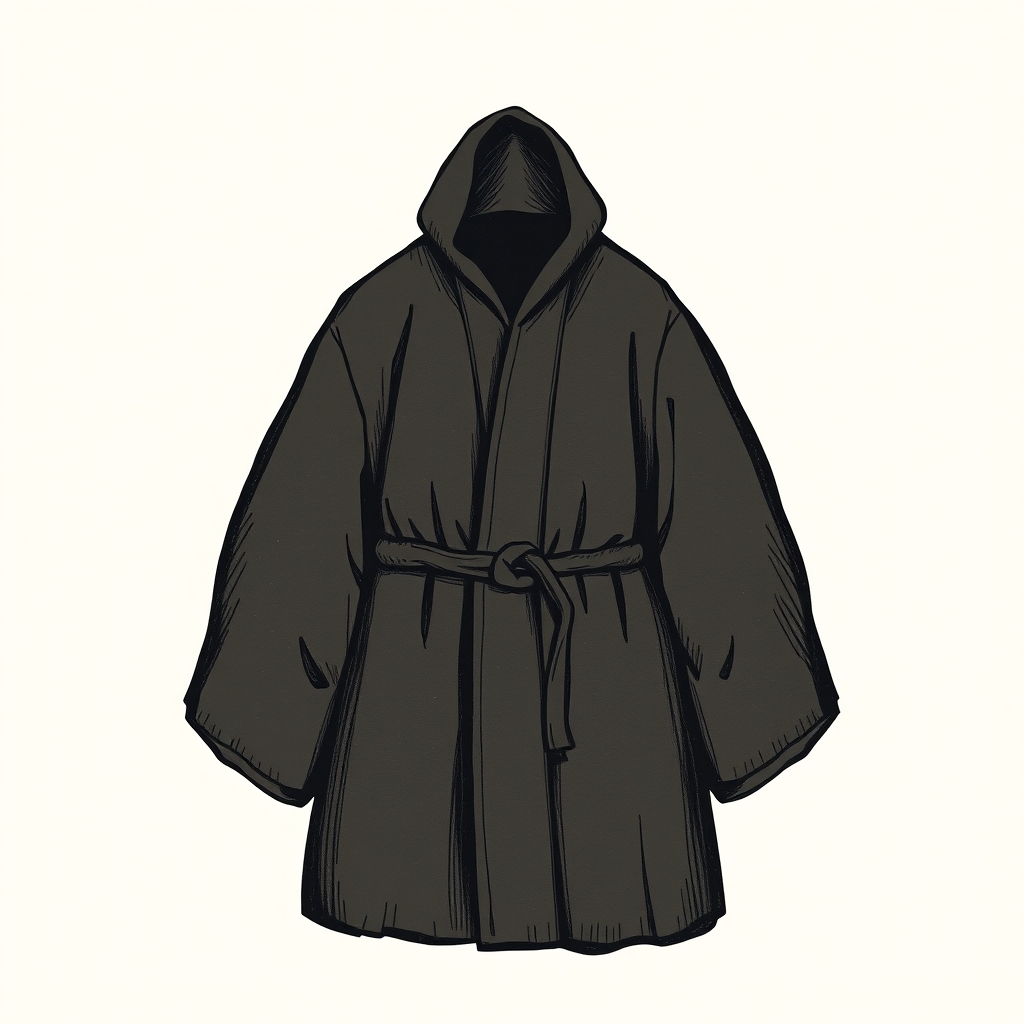 dark coarse wool robe