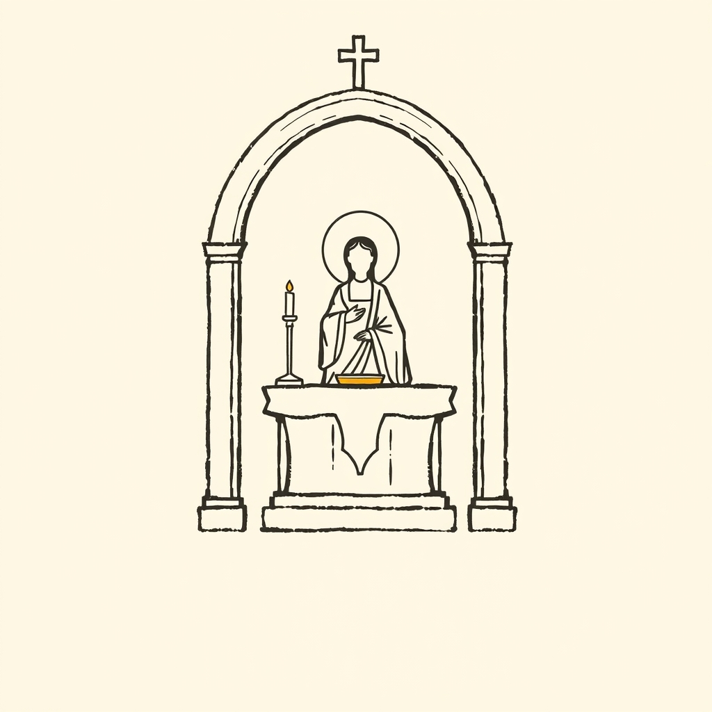 representado perto de um altar