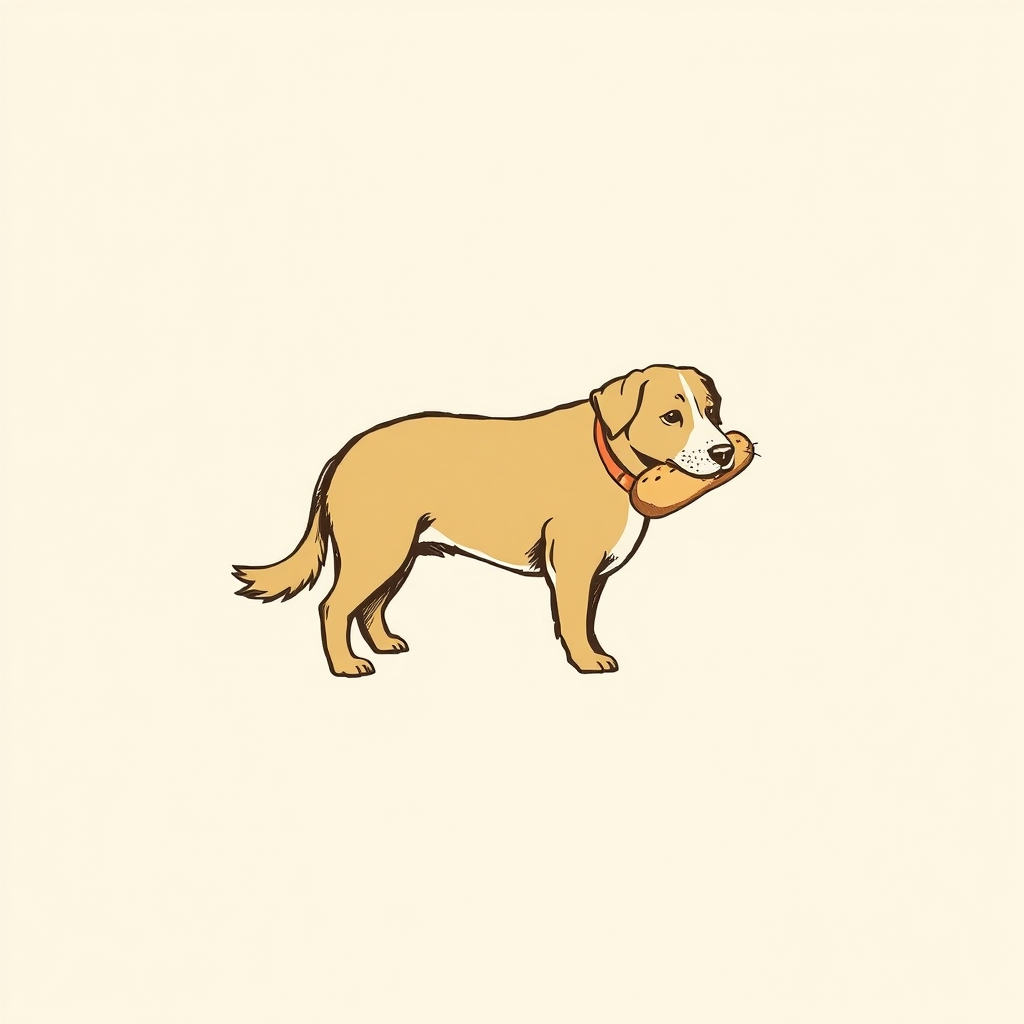 dog with a loaf of bread