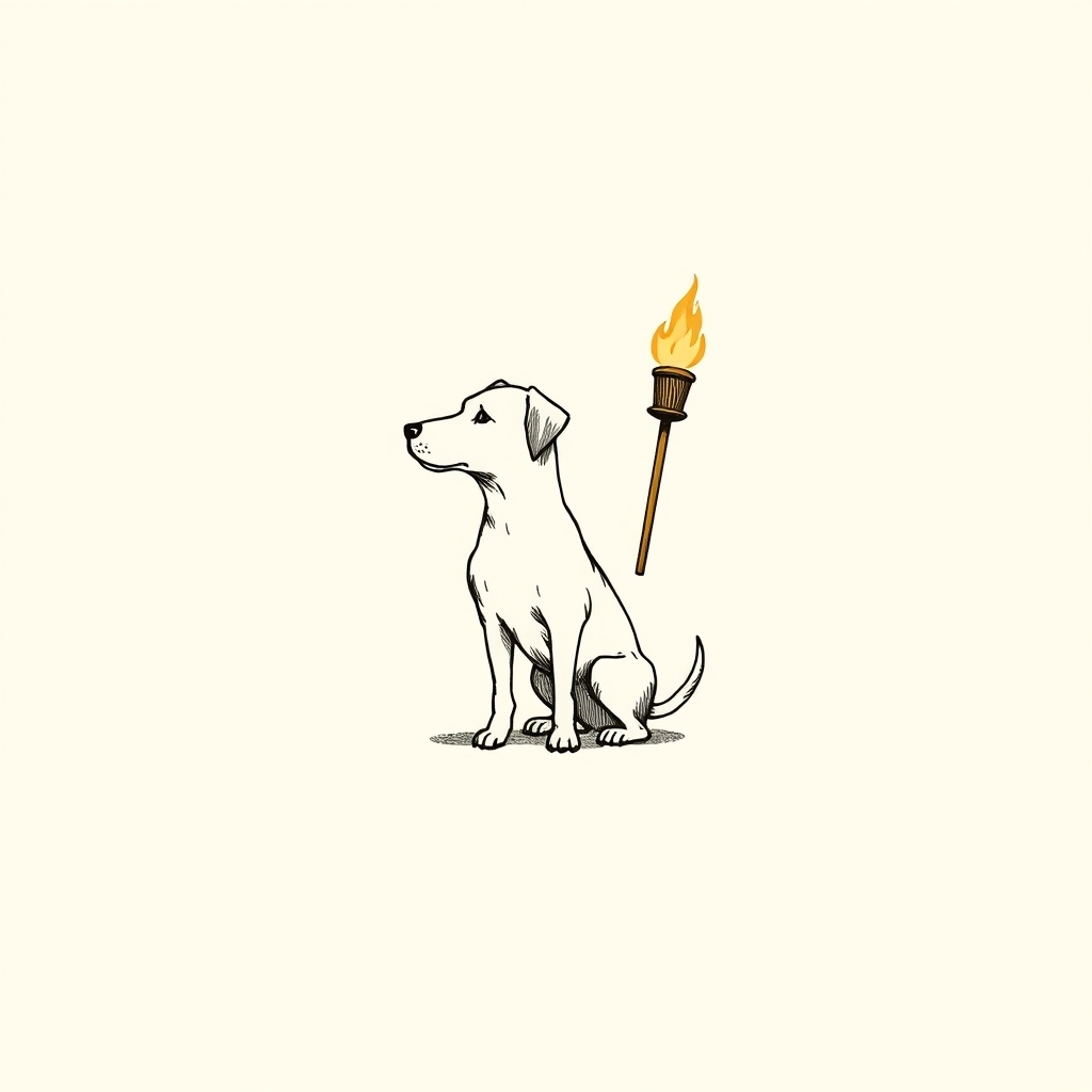 cão com uma tocha