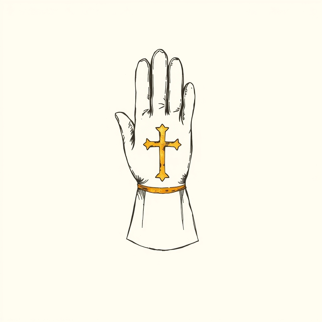 gant épiscopal brodé d'une croix