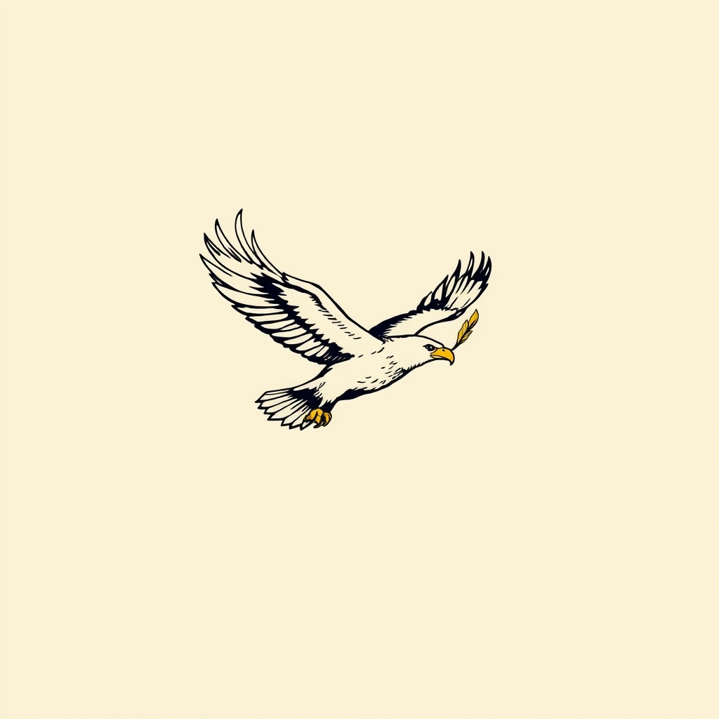 águila volando con una pluma