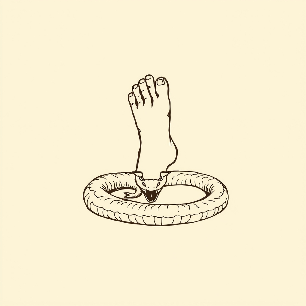 pied écrasant le serpent