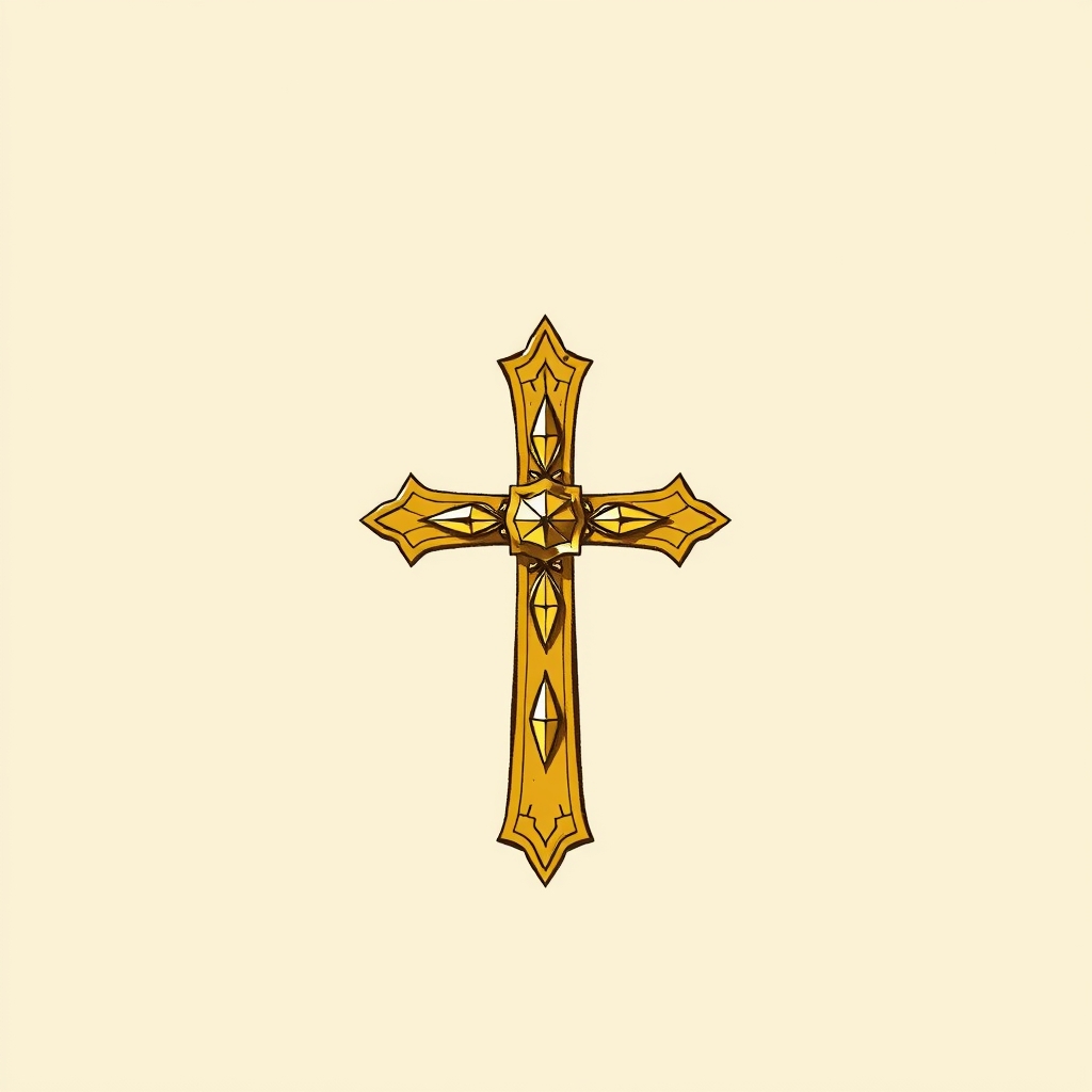 croix d'or avec pierres précieuses