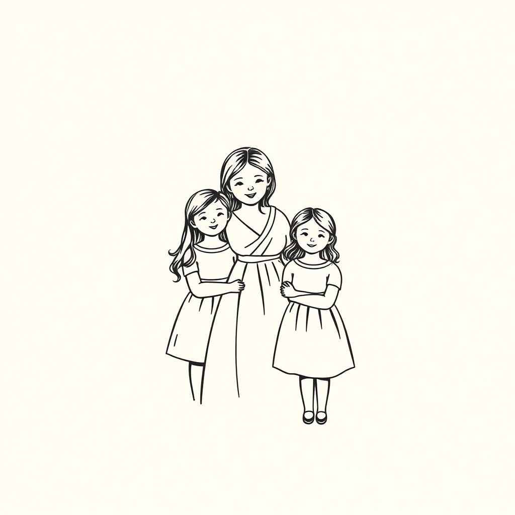 groupe avec ses deux filles