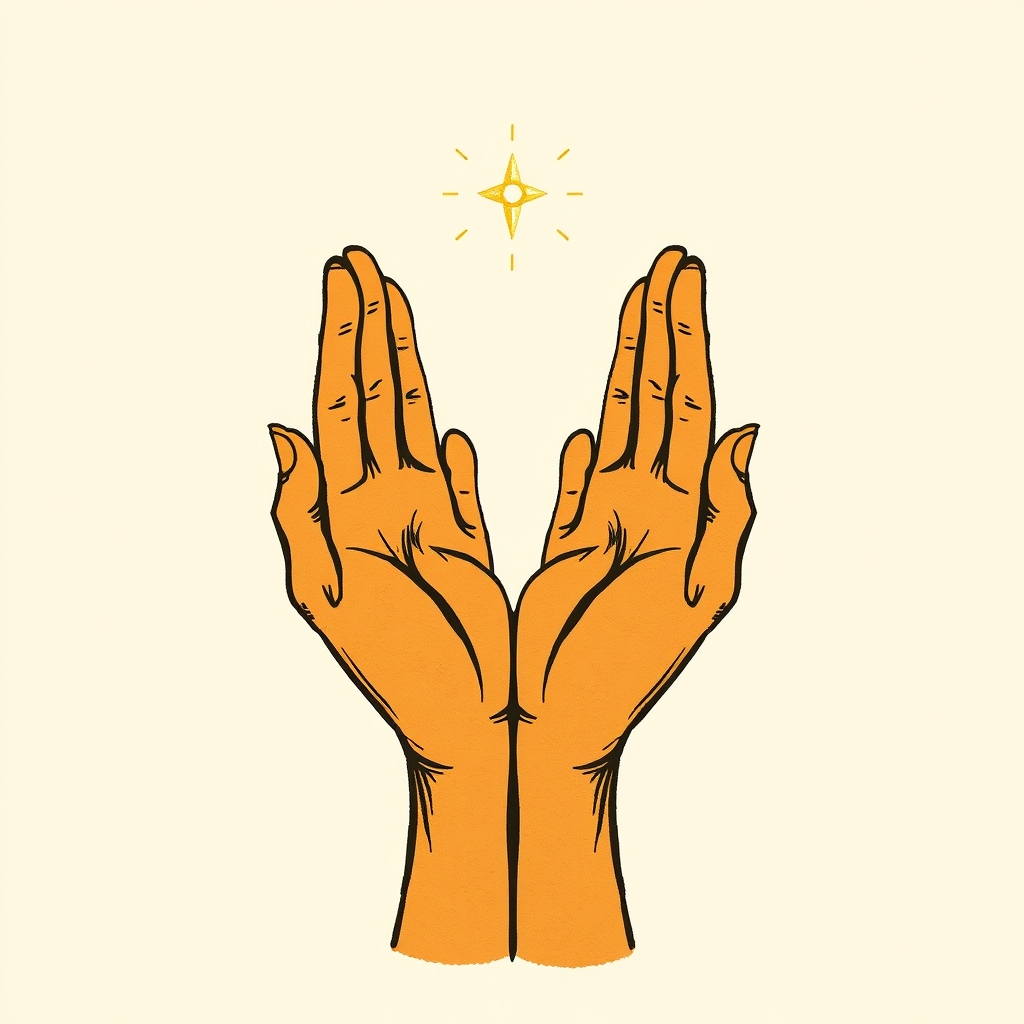 mãos erguidas para o céu
