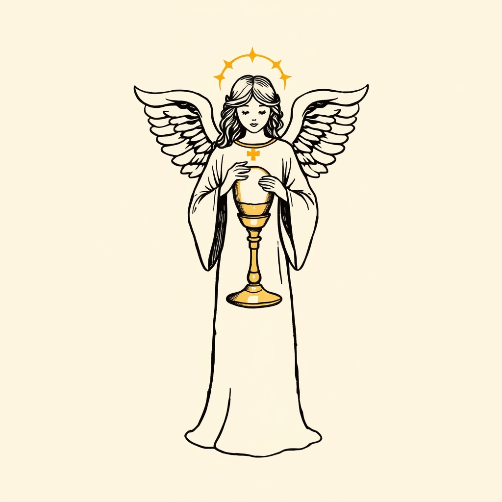 Hostia presentada por un ángel