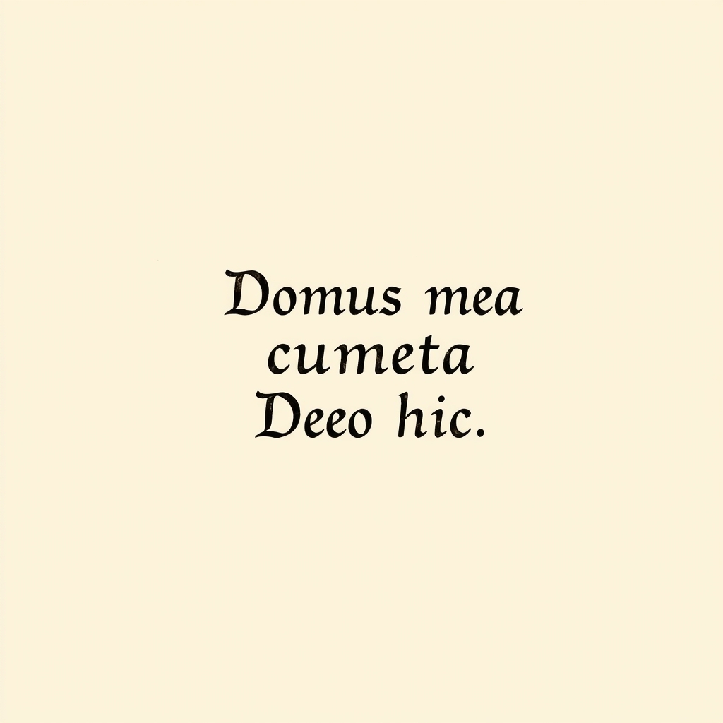 immagine dipinta su vetro con l'iscrizione 'Domus mea cumeta Deo hic'