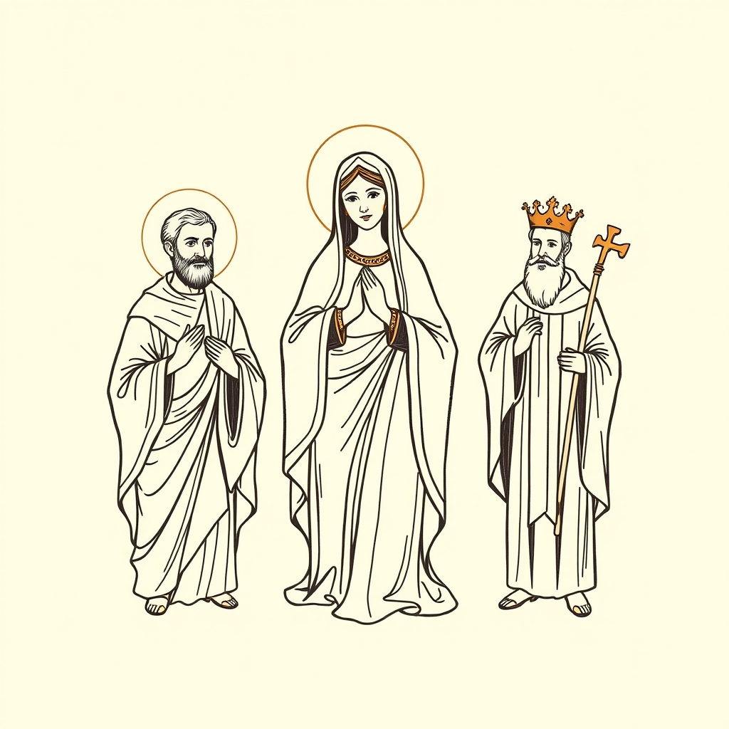 imágenes de la Virgen, san José y san Antonio