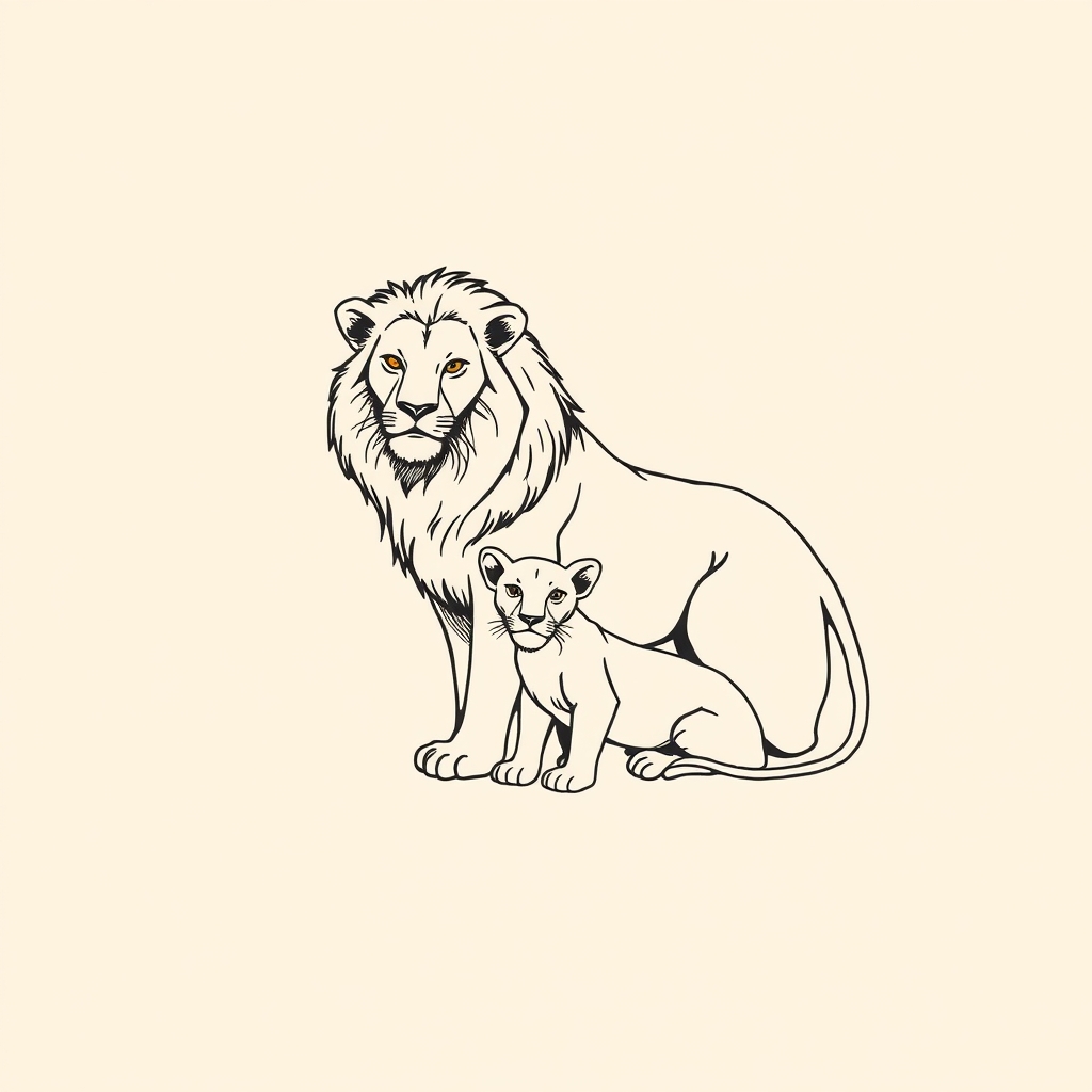 lionne et lionceau