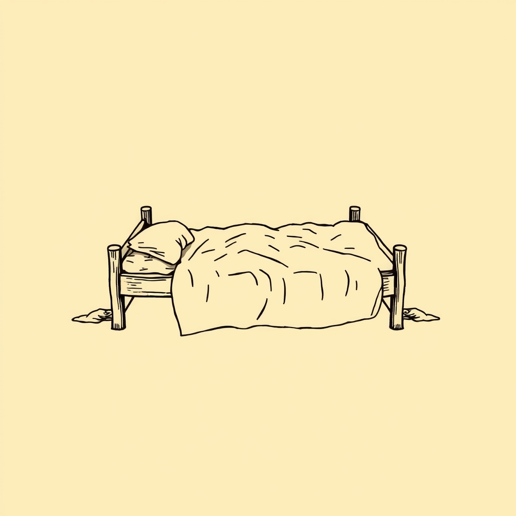 makeshift bed (rags)