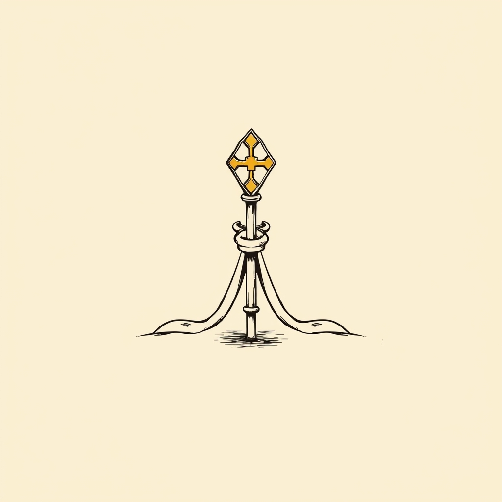 mitre et crosse au sol