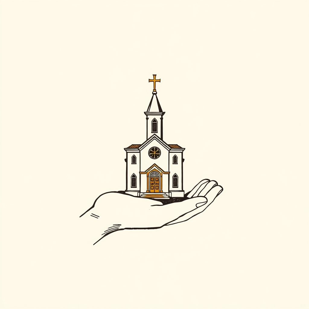 maquette d'église sur la main
