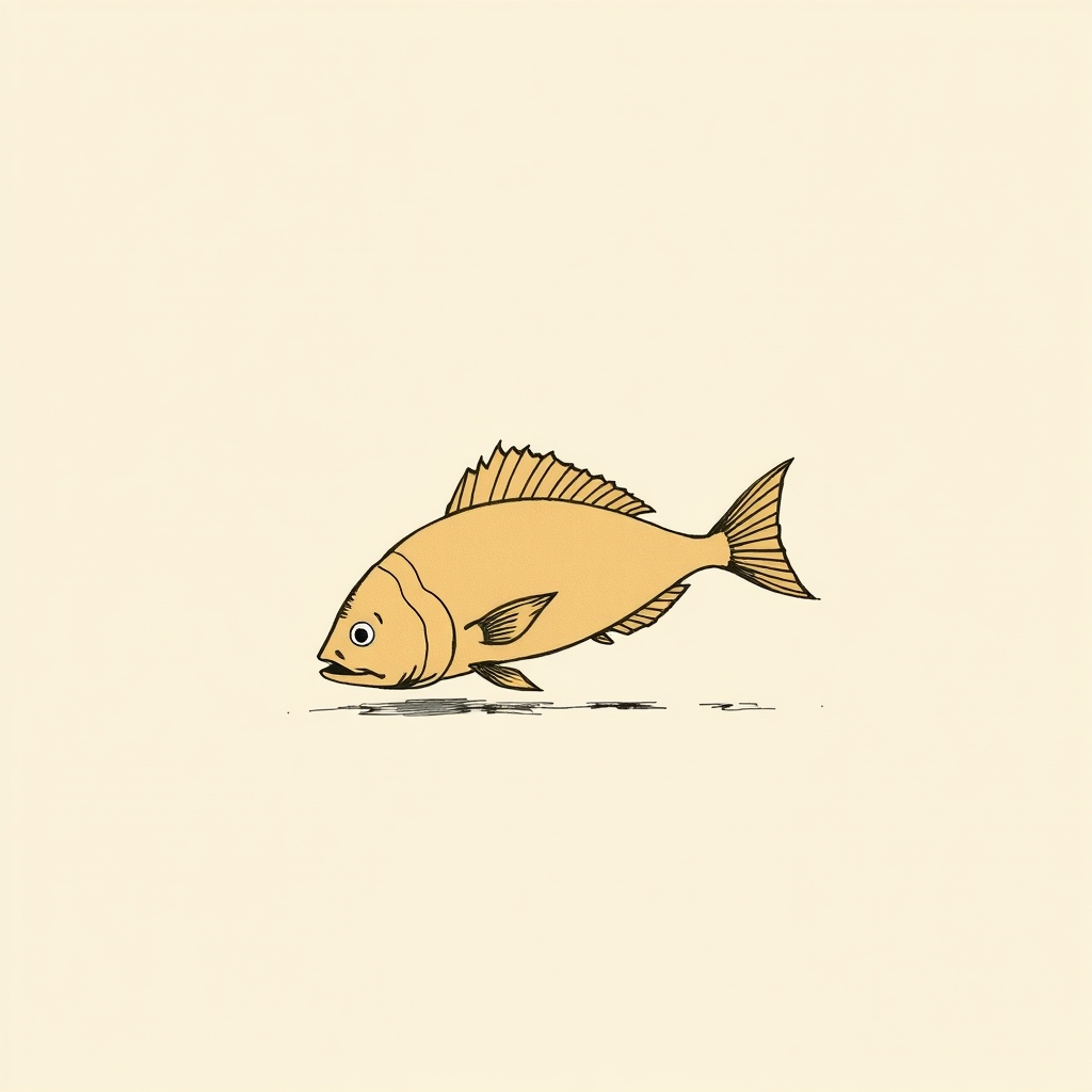 poisson monstrueux à ses pieds