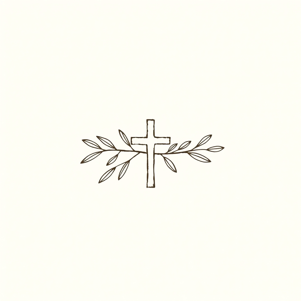 rama de olivo con crucifijo