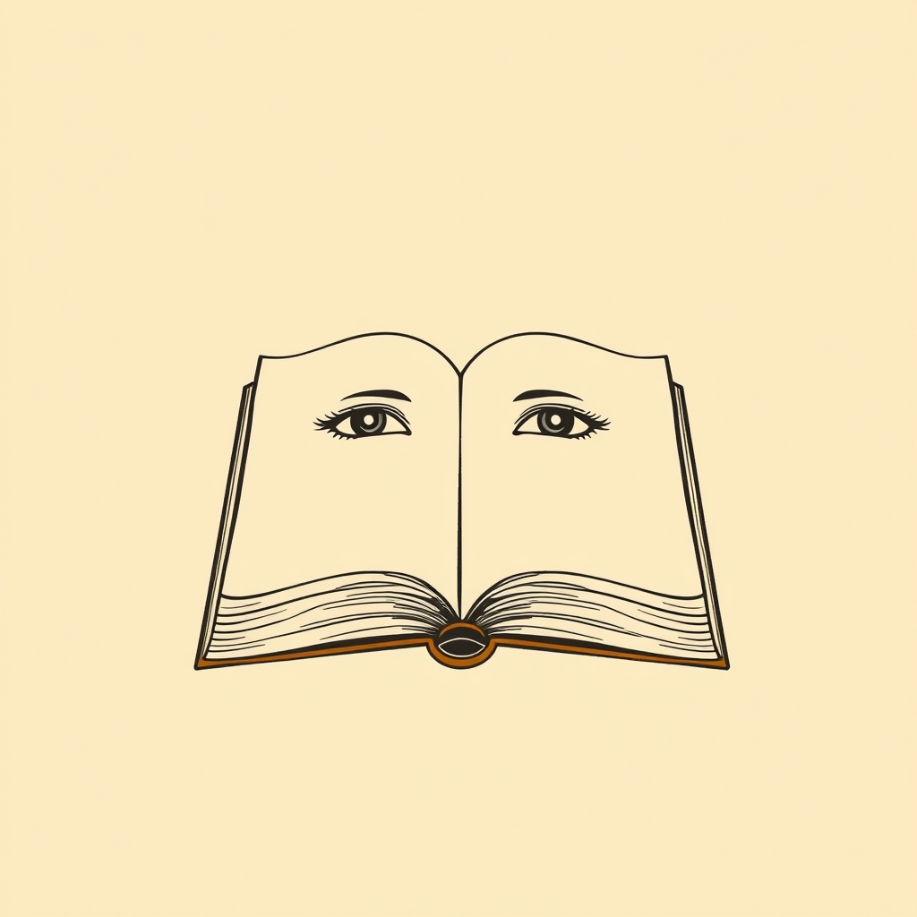 Libro abierto con dos ojos colocados encima