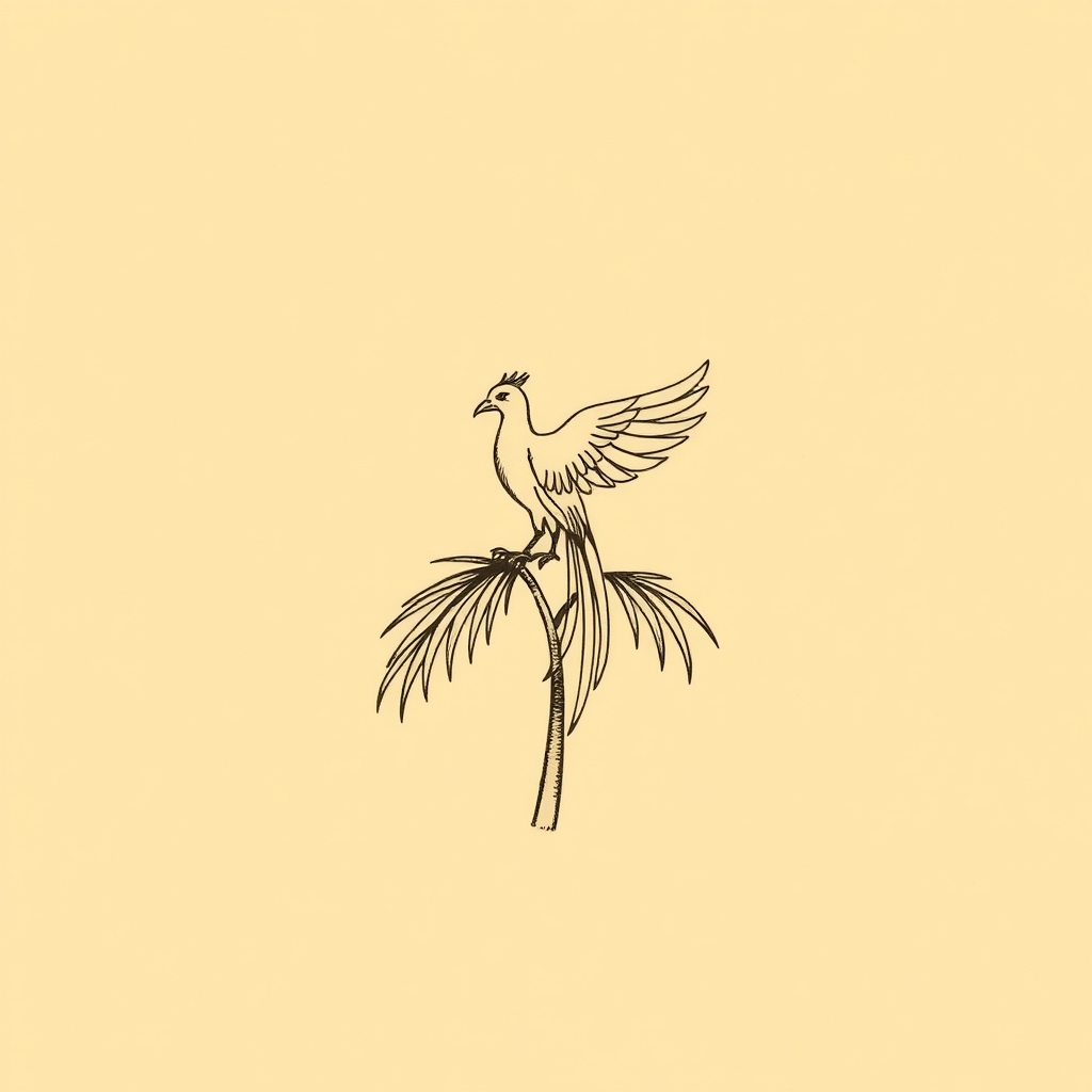 phoenix on a palm tree