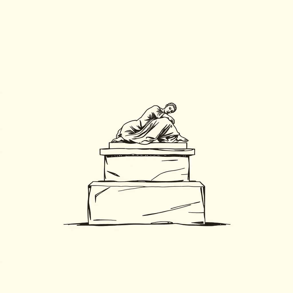 statue couchée sur table de pierre