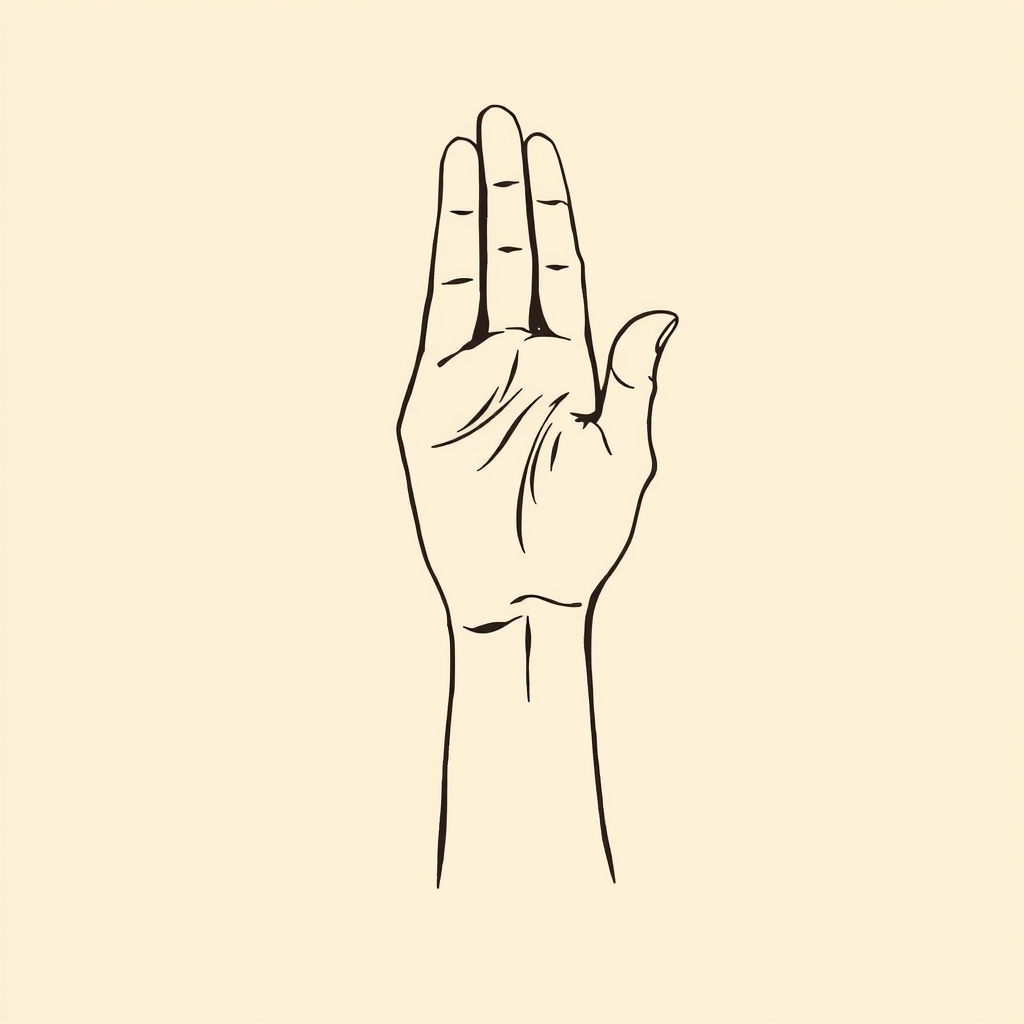 right hand raised (teaching)