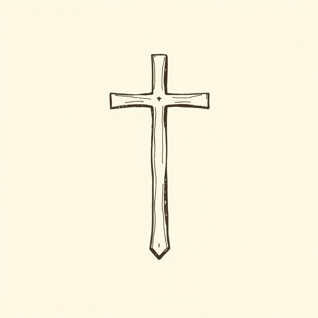 signe de la croix (arrêtant une hache)