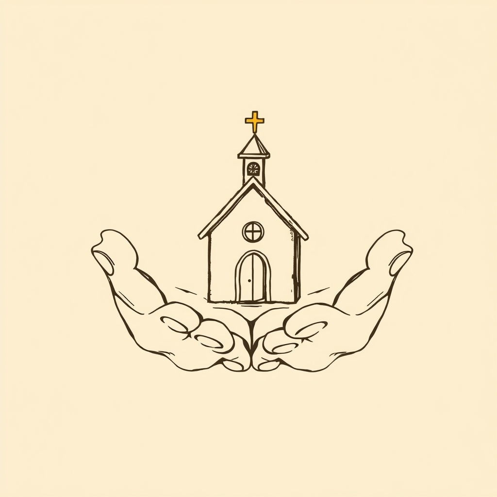 small church in hands