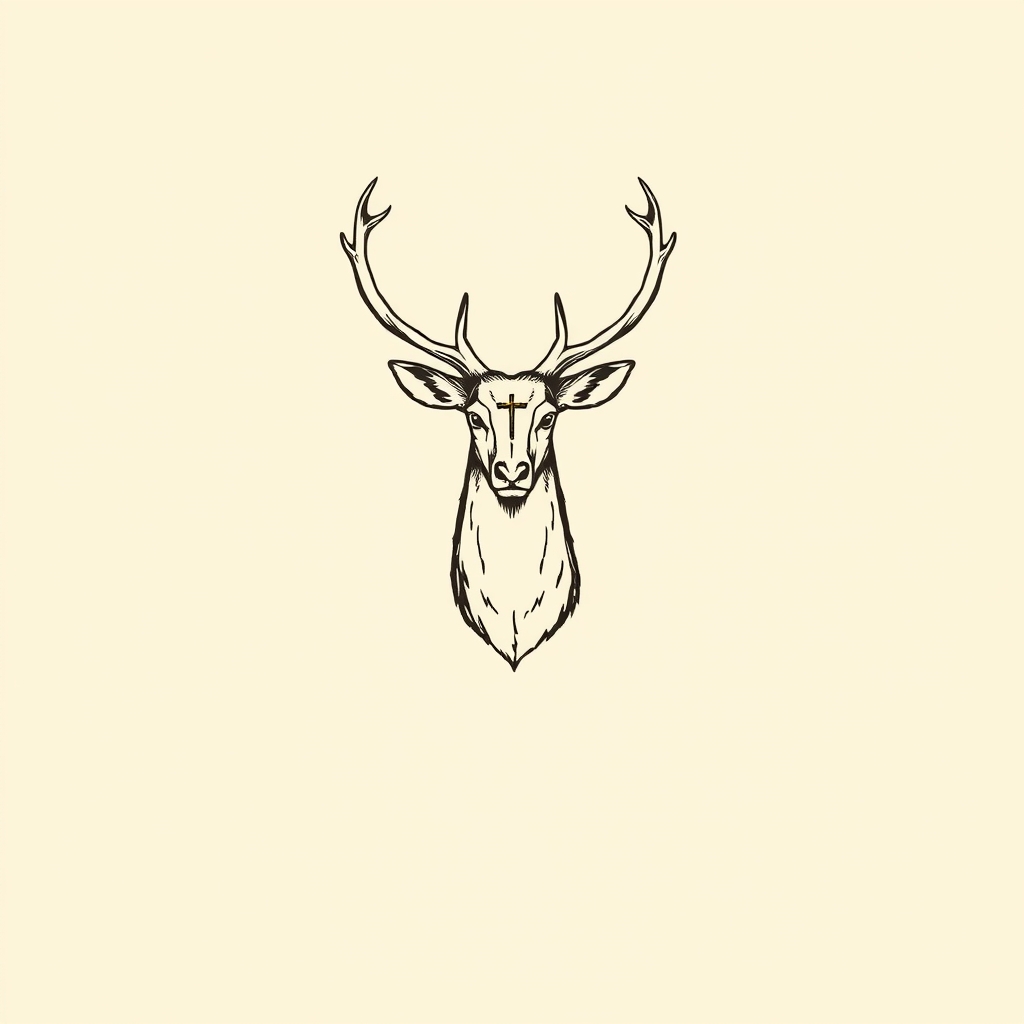 cerf avec un crucifix entre les bois