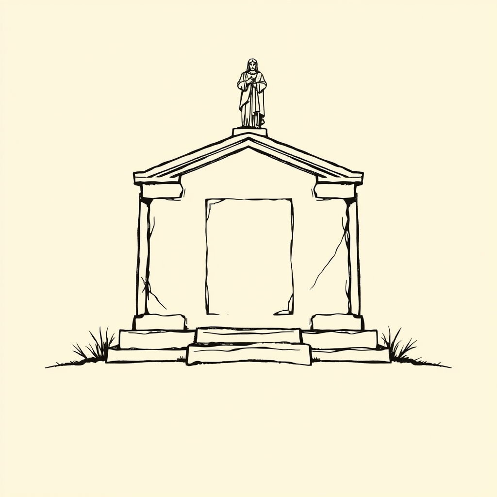 tombeau de pierre avec statue