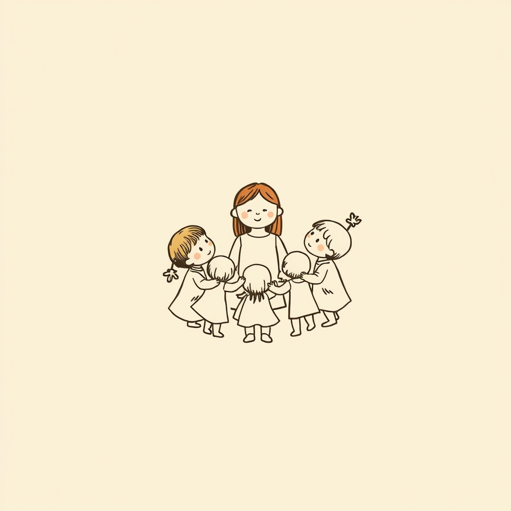 entourée d'enfants