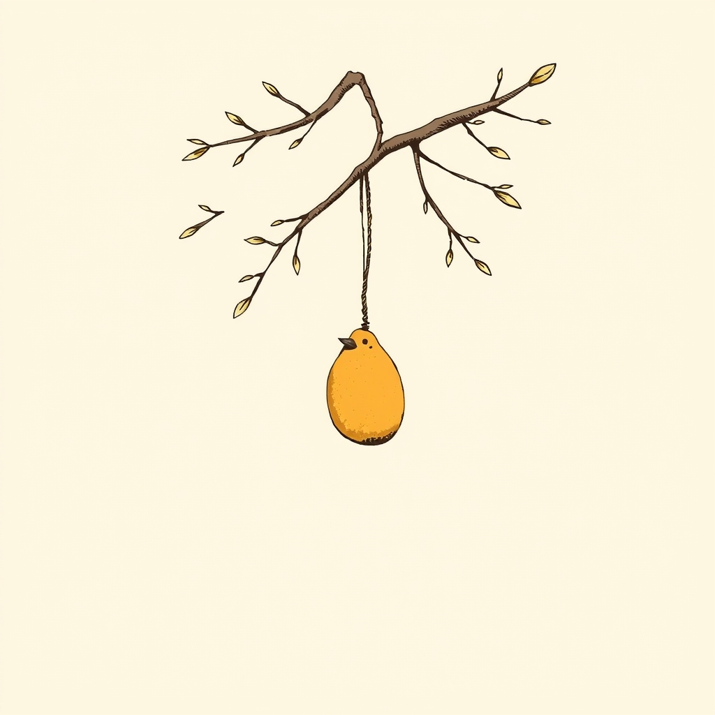 suspendu à un arbre par un doigt
