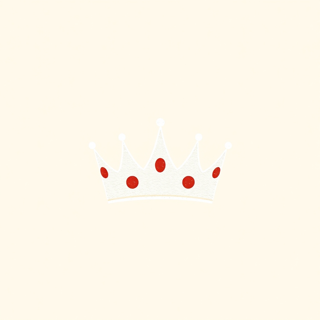 white linen crown with five red spots