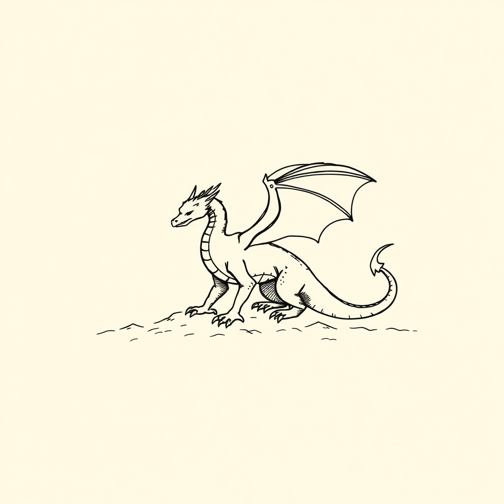 dragon ailé foulé aux pieds