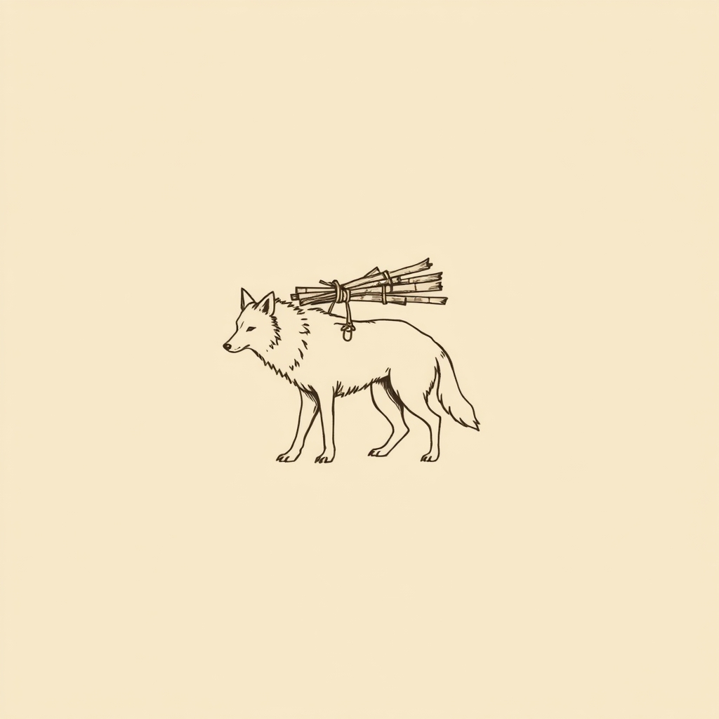 loup portant des fagots